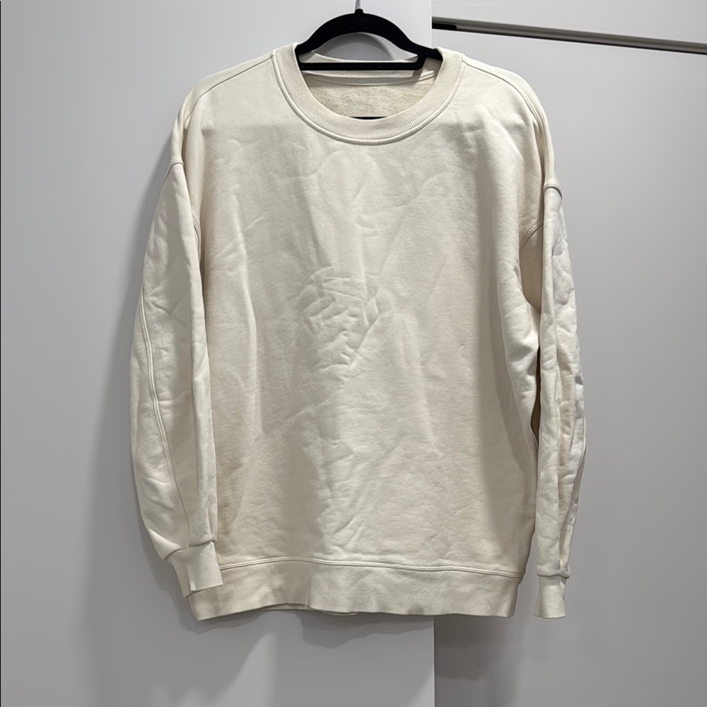 Lululemon Athletica Cream Crewneck Sweater with Ribbed Details